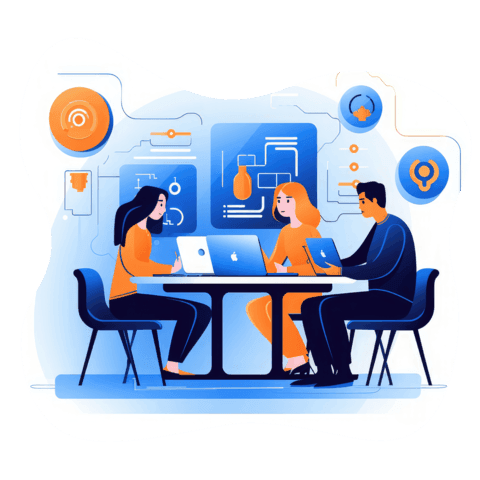 Sales specialists discussing a client's engineering requirement