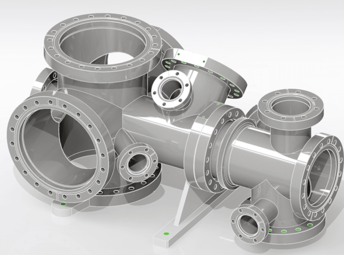 Vacuum chamber assembly with multiple bolted flange interfaces